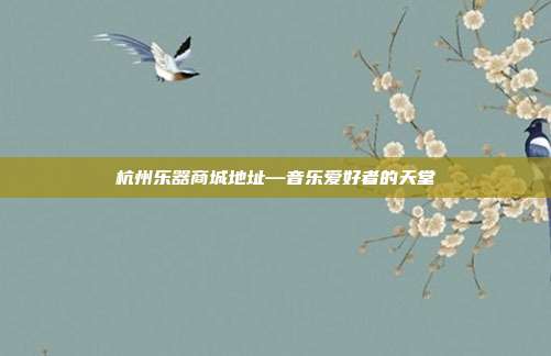 杭州乐器商城地址—音乐爱好者的天堂