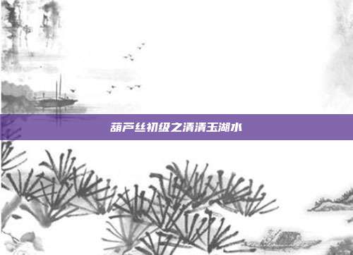 葫芦丝初级之清清玉湖水