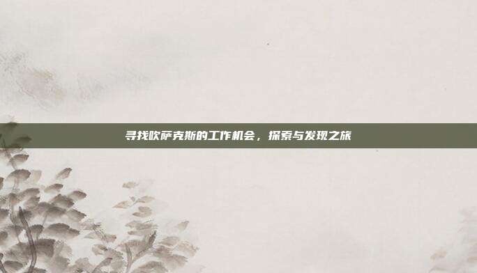 寻找吹萨克斯的工作机会，探索与发现之旅