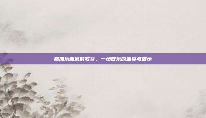 参加乐器展的收获，一场音乐的盛宴与启示