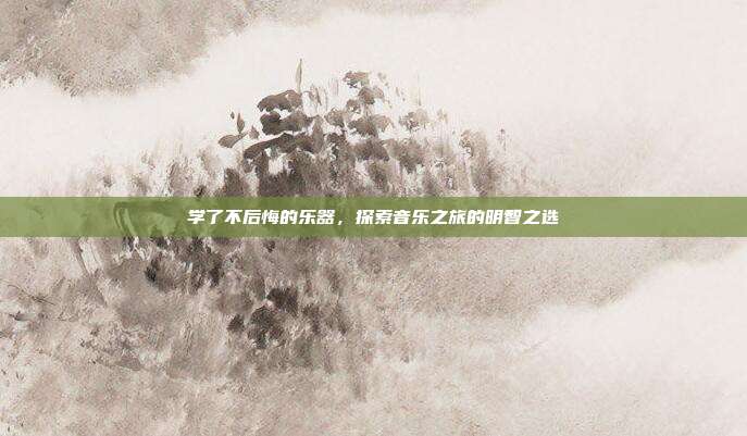 学了不后悔的乐器，探索音乐之旅的明智之选