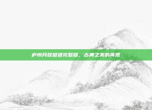 庐州月琵琶谱完整版，古典之美的再现