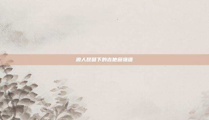 浪人琵琶下的吉他彦祖谱