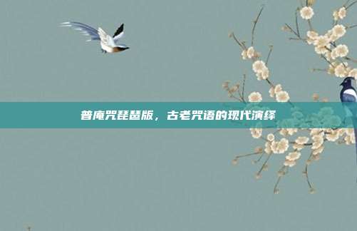普庵咒琵琶版，古老咒语的现代演绎