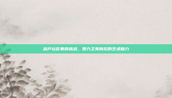 葫芦丝吹奏的挑战，费力之美背后的艺术魅力