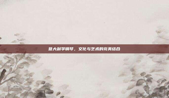 意大利学钢琴，文化与艺术的完美结合