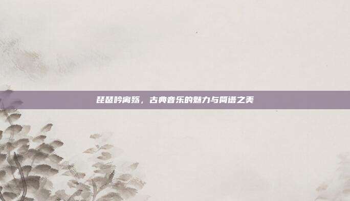 琵琶吟离殇，古典音乐的魅力与简谱之美