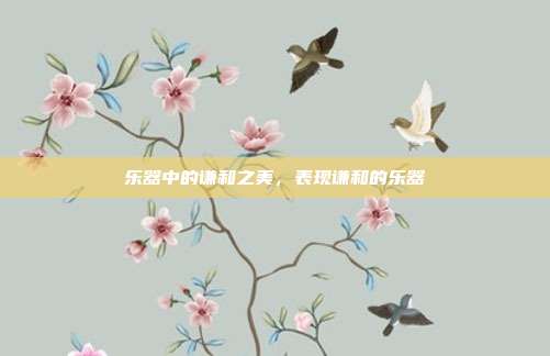 乐器中的谦和之美，表现谦和的乐器