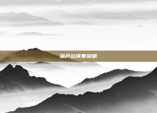 葫芦丝演奏说明