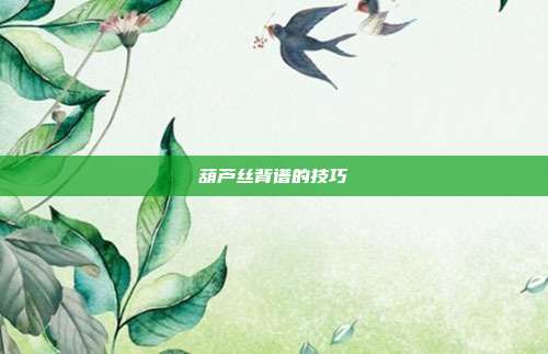 葫芦丝背谱的技巧