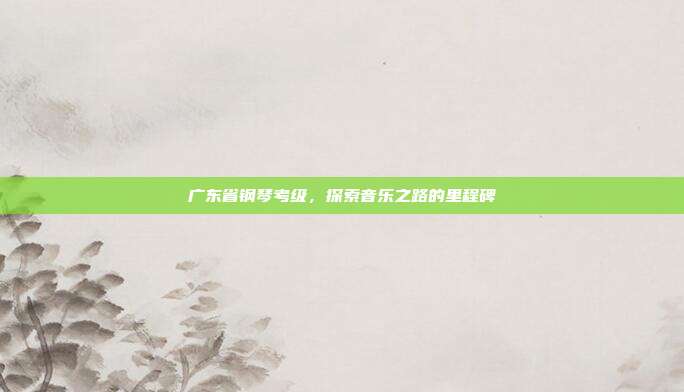 广东省钢琴考级，探索音乐之路的里程碑